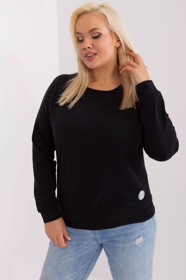 Lekka bluza damska plus size w kolorze czarnym naszywka Chelsie 4