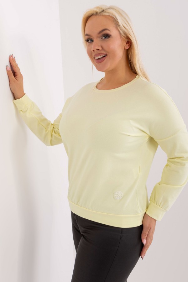 Lekka bluza damska plus size w kolorze cytrynowym naszywka Chelsie 1