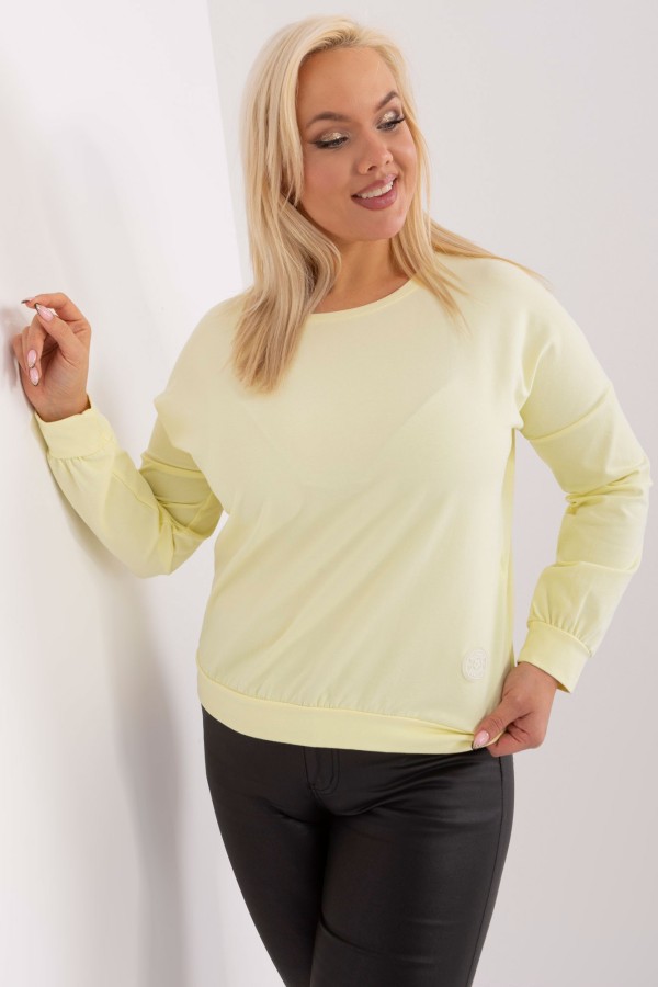 Lekka bluza damska plus size w kolorze cytrynowym naszywka Chelsie 3