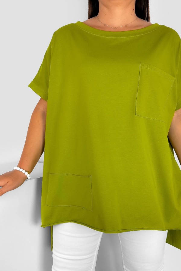 Bluzka oversize w kolorze oliwkowym dłuższy tył kieszeń Tanisha 1