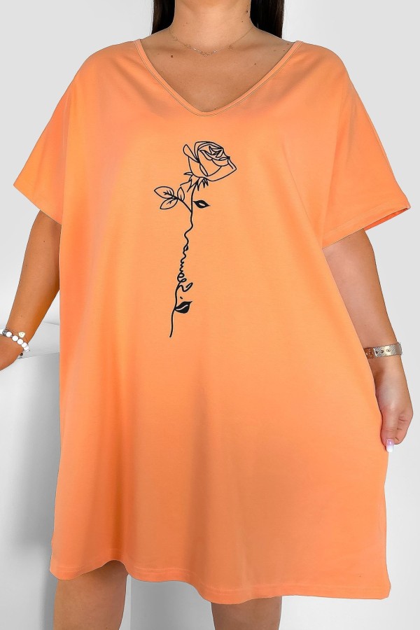 Koszula nocna plus size Comfy w kolorze brzoskwiniowym róża Rose 2