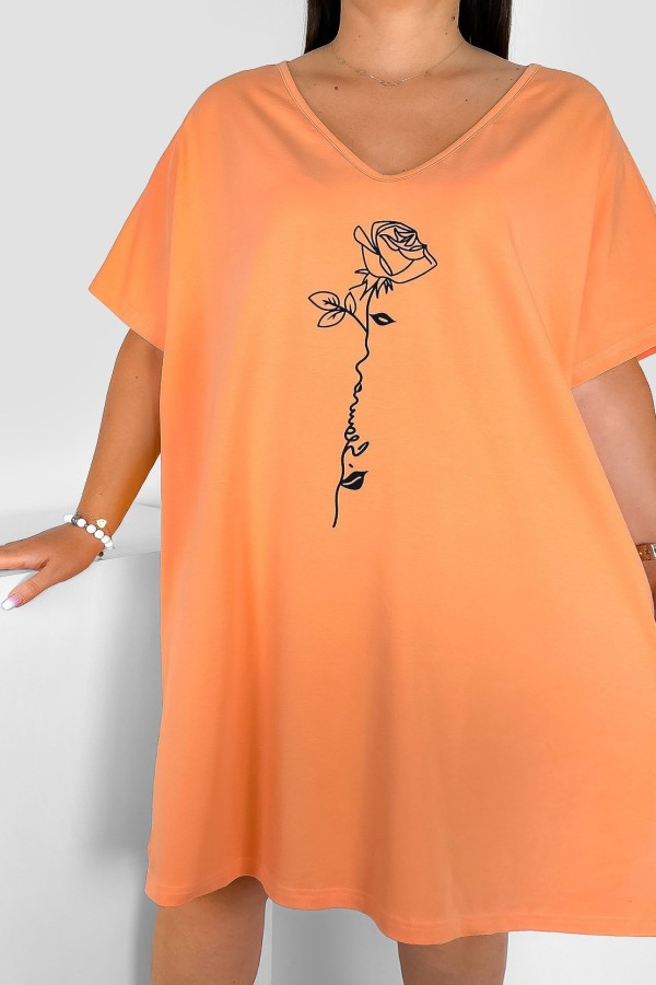 Koszula nocna plus size Comfy w kolorze brzoskwiniowym róża Rose 1