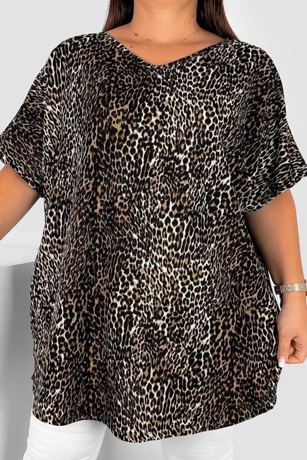 Bluzka tunika plus size oversize zwierzęcy wzór panterka Evita
