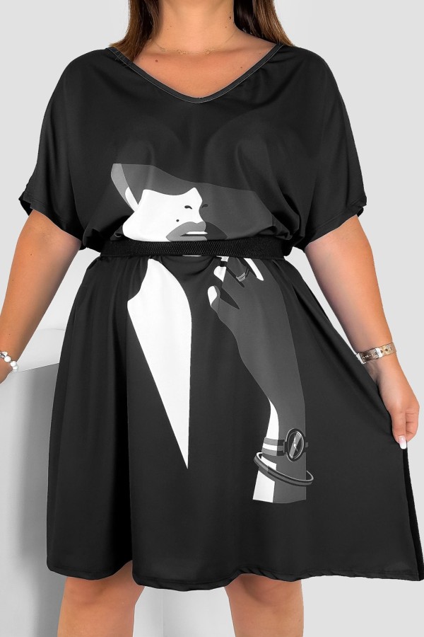 Sukienka damska plus size nietoperz multikolor wzór kobieta dłoń Helia