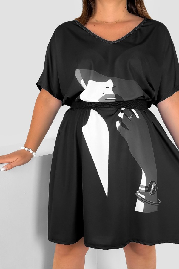 Sukienka damska plus size nietoperz multikolor wzór kobieta dłoń Helia 1