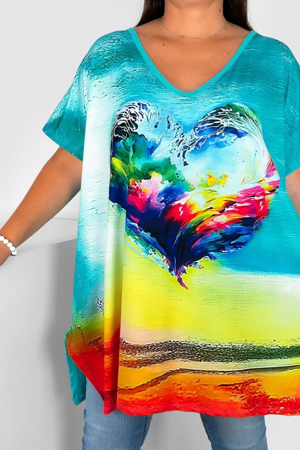 Tunika damska plus size nietoperz multikolor wzór kolorowa abstrakcja serce Emilly 1