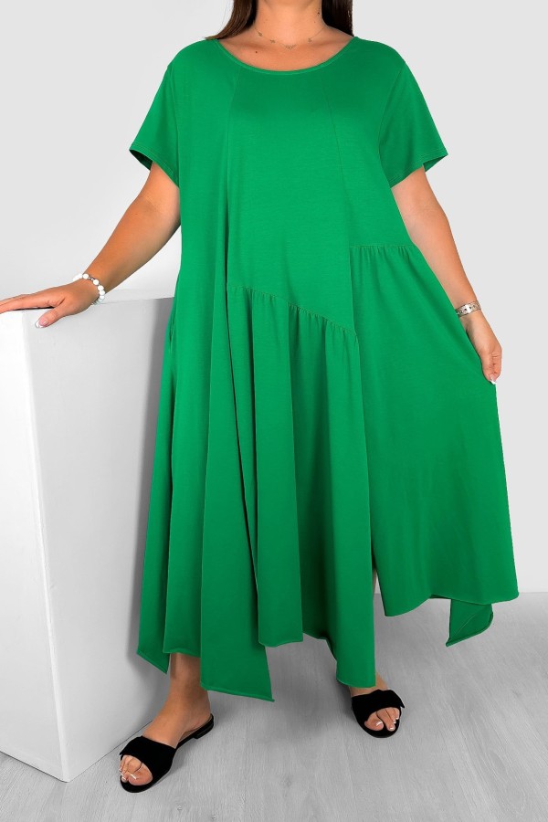 MEGA oversize sukienka w kolorze zielonym przeszycia kieszenie Noell