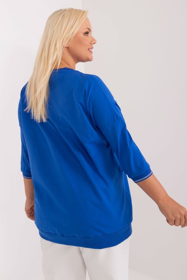 Bluza damska plus size w kolorze kobaltowym naszyte kieszenie dżety Cindi 3