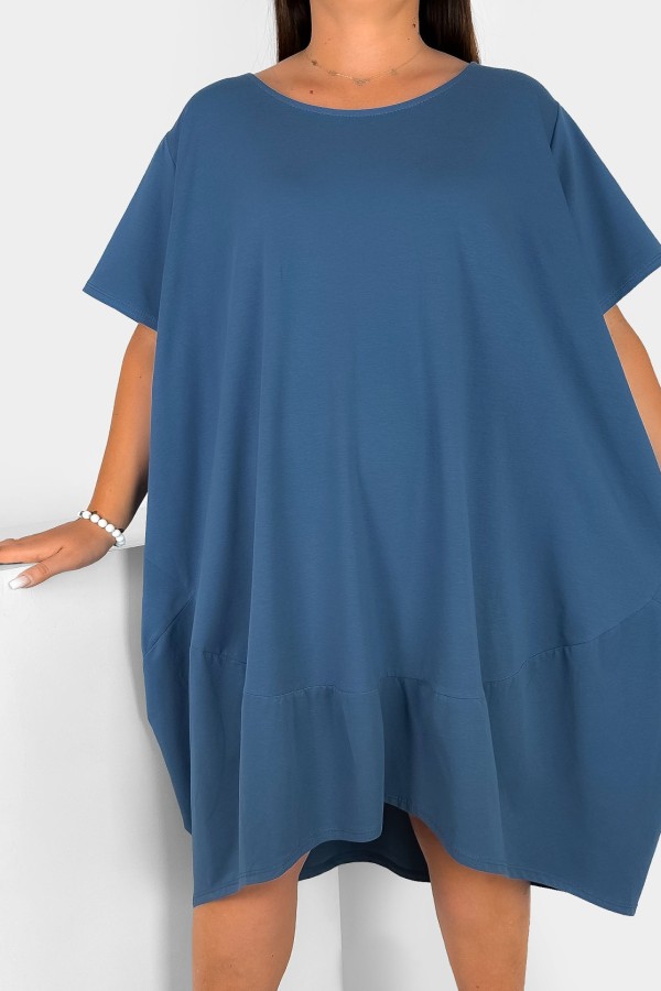 MEGA oversize sukienka plus size w kolorze denim z przeszyciami dłuższy tył Rima 1