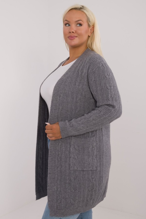 Sweter plus size kardigan narzutka w kolorze szarym Ivanka 2