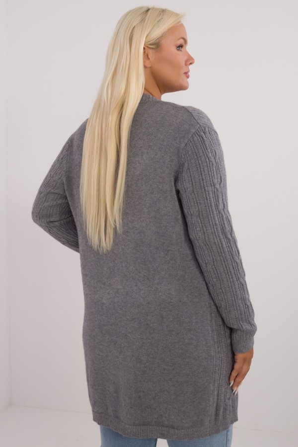 Sweter plus size kardigan narzutka w kolorze szarym Ivanka 3