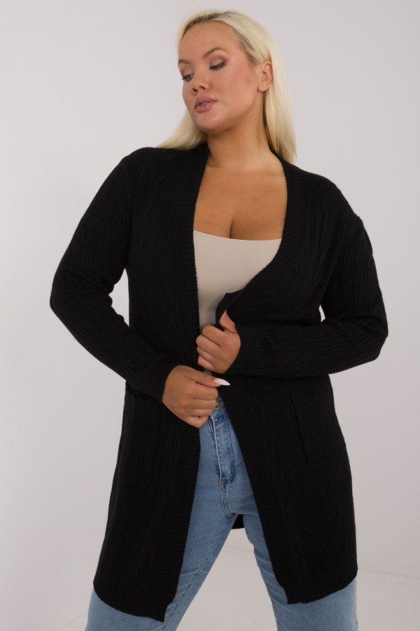 Sweter plus size kardigan narzutka w kolorze czarnym Ivanka