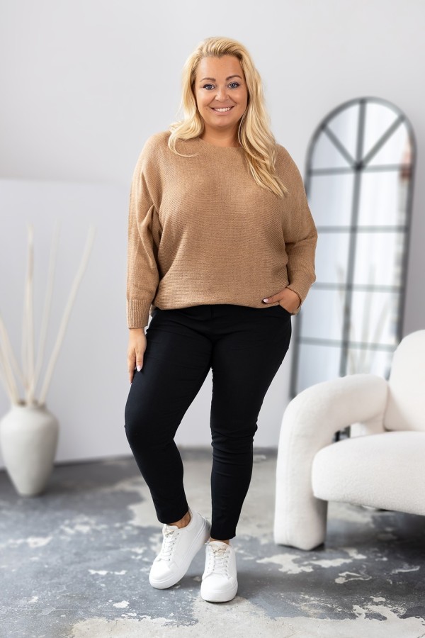 Sweter damski w kolorze latte beż nietoperz oversize Sheri 1