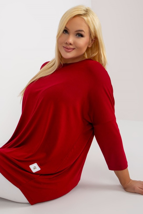 Bluzka damska plus size w kolorze bordowym luźna oversize Charo