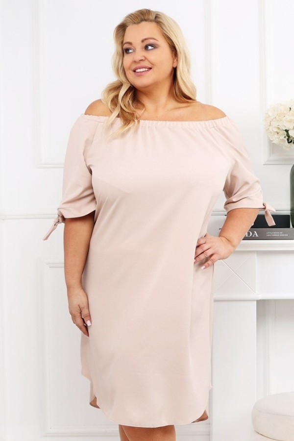 Sukienka hiszpanka plus size w kolorze beżowym Karli