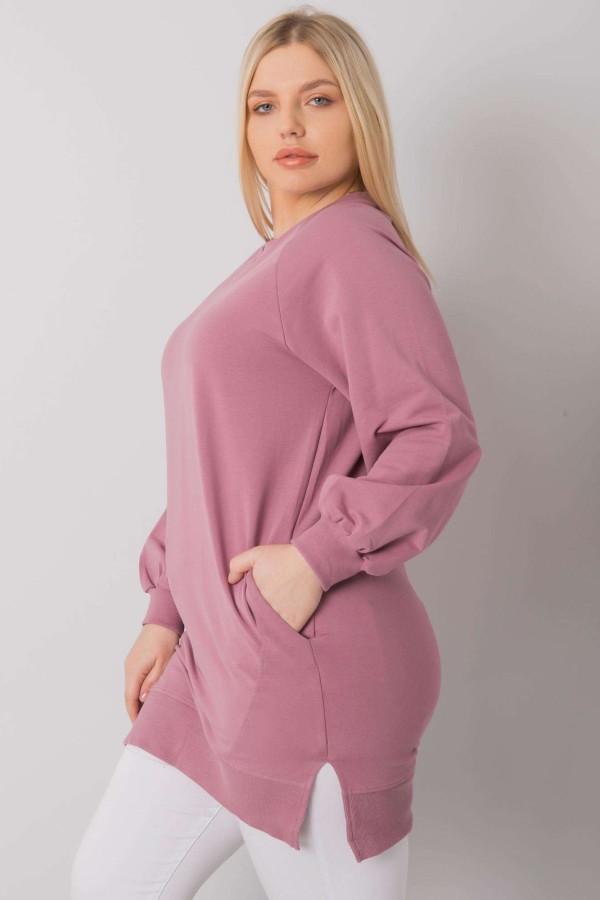 Dresowa tunika bluza plus size w kolorze brudnego różu z kieszeniami Gana 4