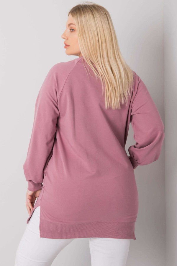 Dresowa tunika bluza plus size w kolorze brudnego różu z kieszeniami Gana 2