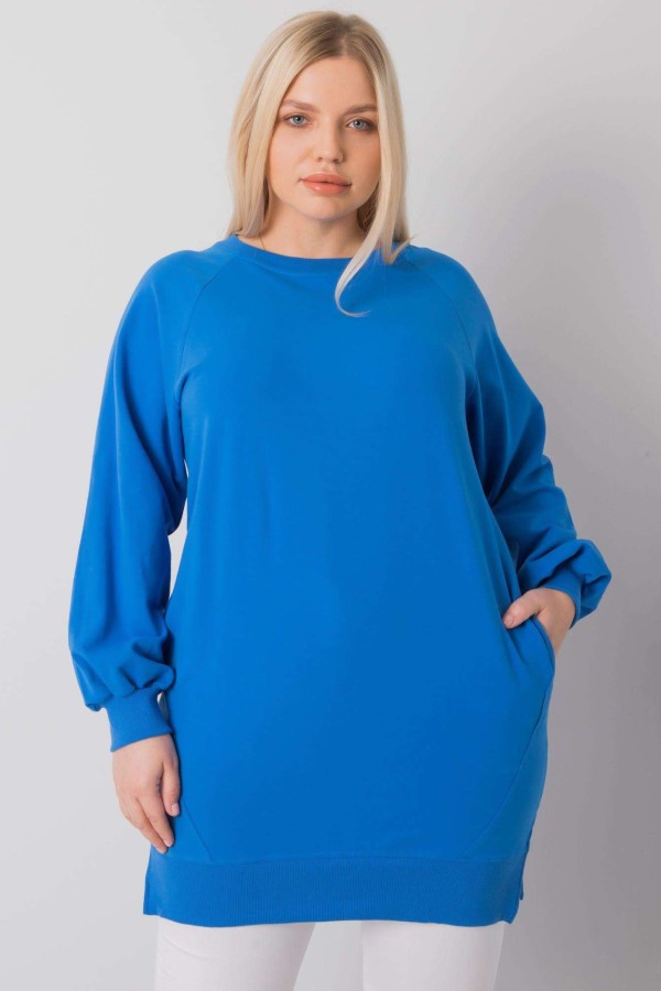 Dresowa tunika bluza plus size w kolorze niebieskim z kieszeniami Gana 1