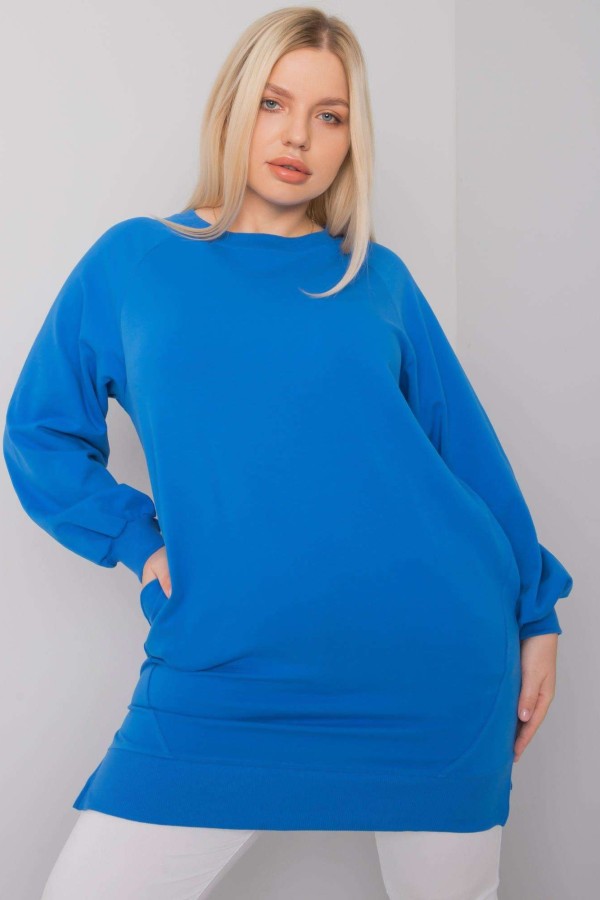 Dresowa tunika bluza plus size w kolorze niebieskim z kieszeniami Gana 3