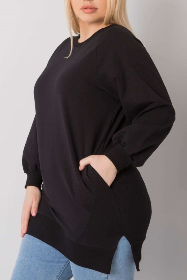 Dresowa tunika bluza plus size w kolorze czarnym z kieszeniami Gana