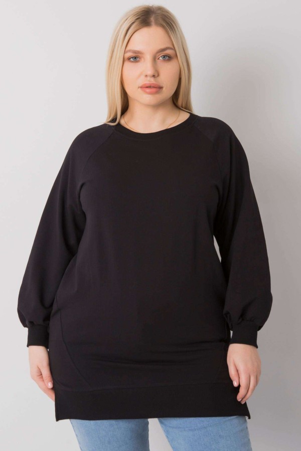 Dresowa tunika bluza plus size w kolorze czarnym z kieszeniami Gana 1