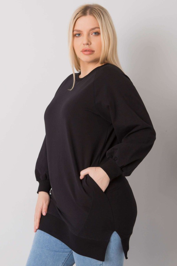 Dresowa tunika bluza plus size w kolorze czarnym z kieszeniami Gana 2