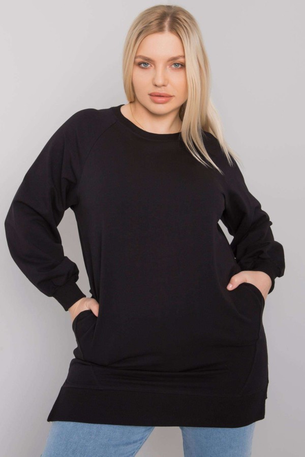 Dresowa tunika bluza plus size w kolorze czarnym z kieszeniami Gana 3