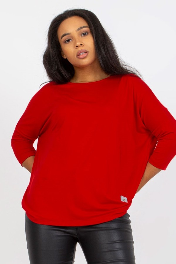 Bluzka damska plus size w kolorze ciemno czerwonym luźna oversize Charo 1