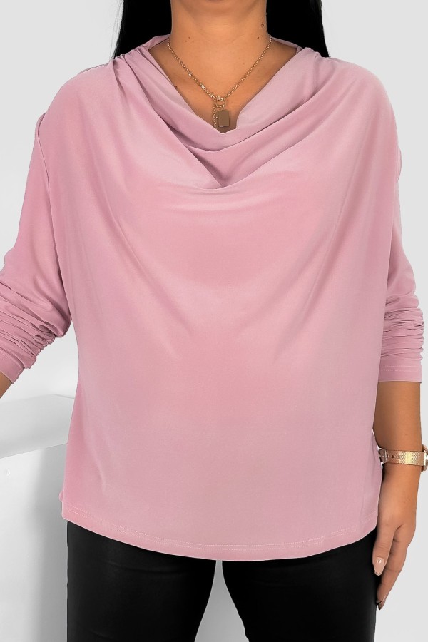 Bluzka damska plus size w kolorze pudrowym dekolt woda LINETT