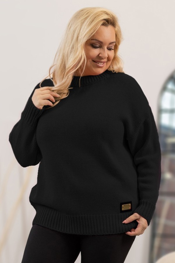 Ciepły sweter damski plus size w kolorze czarnym AMARO