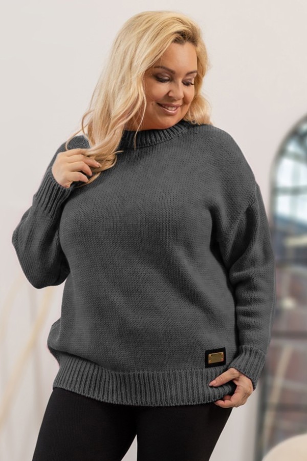 Ciepły sweter damski plus size w kolorze grafitowym AMARO