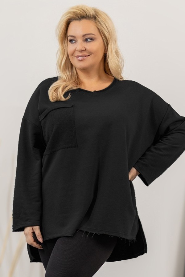 Bluza damska oversize w kolorze czarnym duża kieszeń MARIT 2