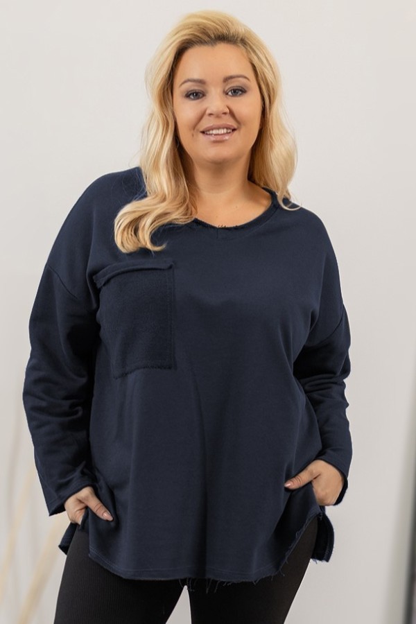 Bluza damska oversize w kolorze granatowym duża kieszeń MARIT 2