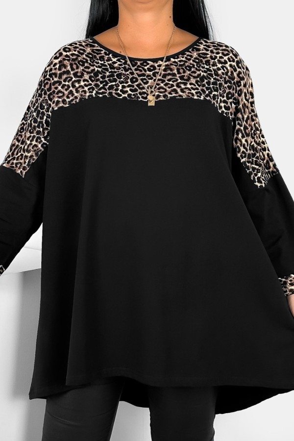 Tunika plus size w kolorze czarnym oversize print zwierzęcy BONY 2