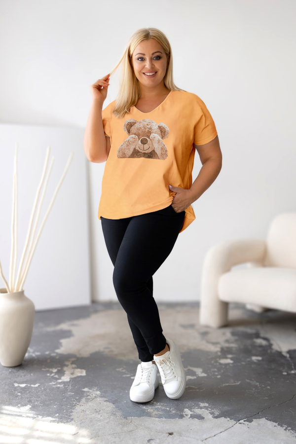 T-shirt plus size w kolorze pomarańczowym print miś teddy BEAR 1