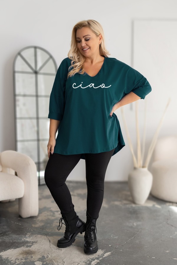 Tunika damska plus size w kolorze morskiego granatu oversize nadruk CIAO 1