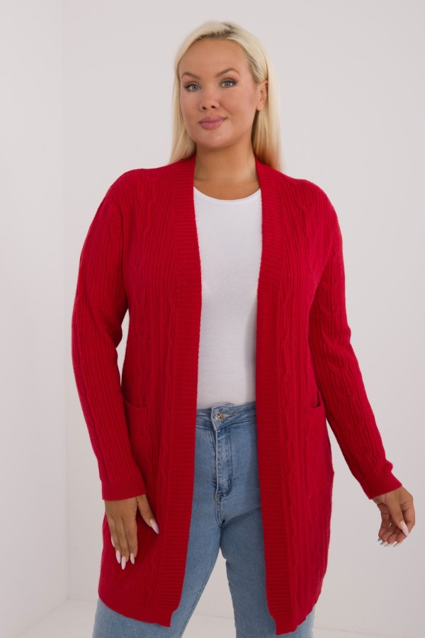 Sweter plus size kardigan narzutka w kolorze czerwonym Ivanka