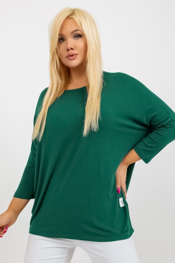 Bluzka damska plus size w kolorze butelkowej zieleni luźna oversize Charo