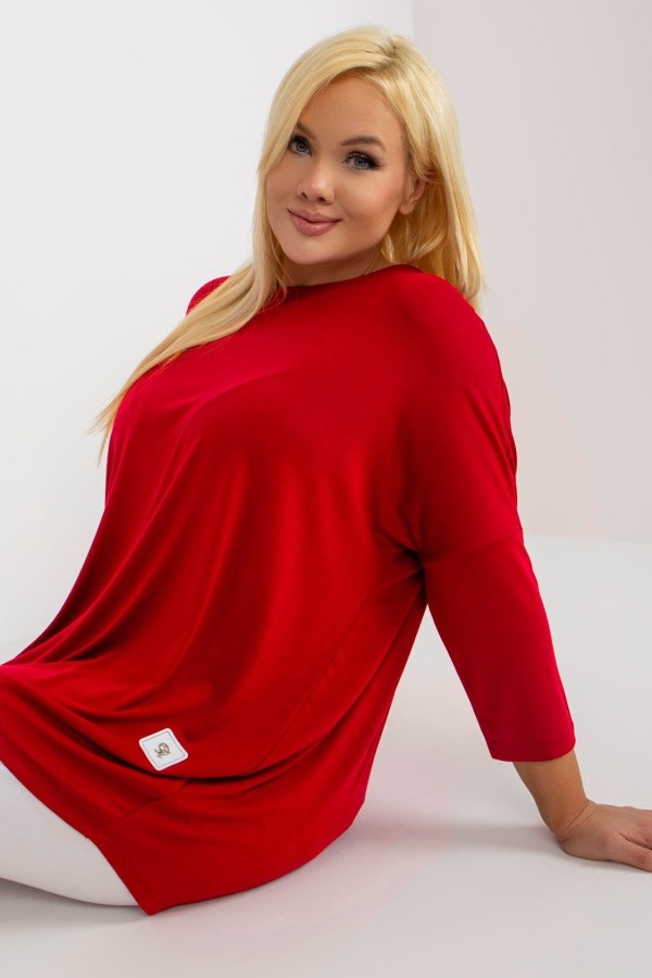 Bluzka damska plus size w kolorze ciemno czerwonym luźna oversize Charo