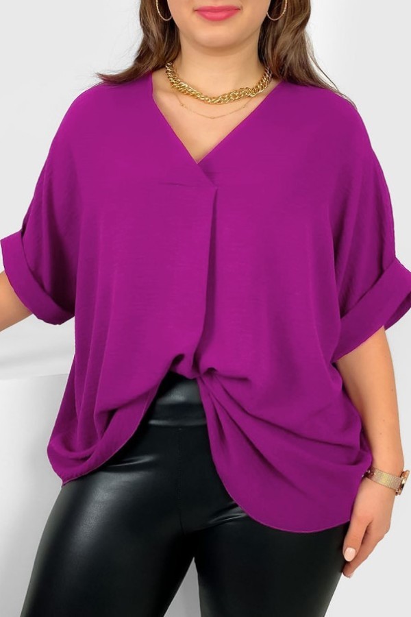 Elegancka bluzka oversize koszula w kolorze magenta Asha