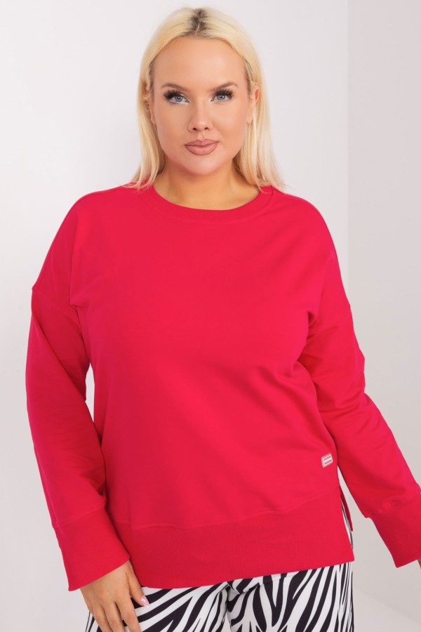 Bluza damska plus size w kolorze czerwonym rozcięcia Mirez