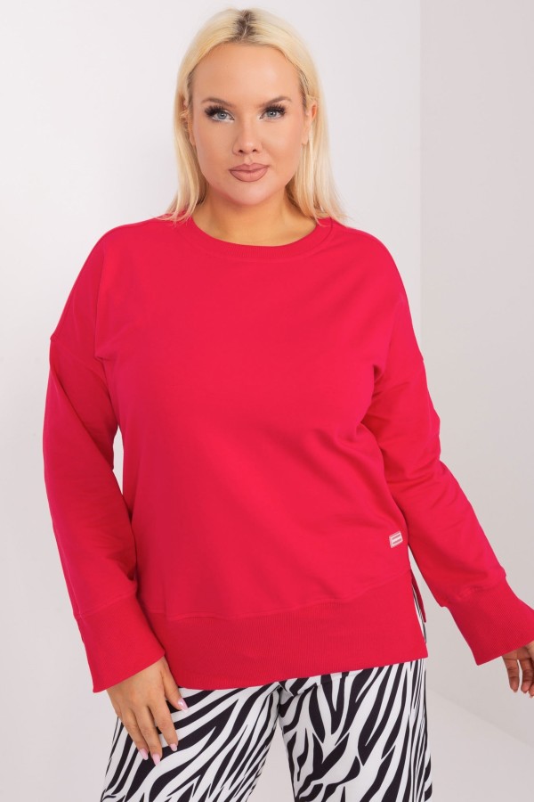 Bluza damska plus size w kolorze czerwonym rozcięcia Mirez 3