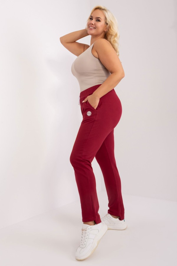 Spodnie dresowe damskie w kolorze bordowym plus size basic Rami 1