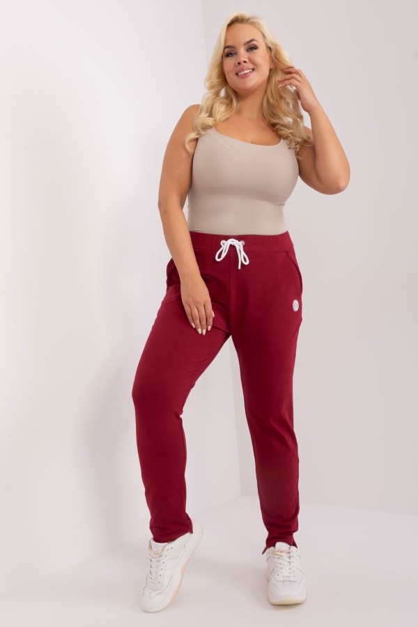 Spodnie dresowe damskie w kolorze bordowym plus size basic Rami 4