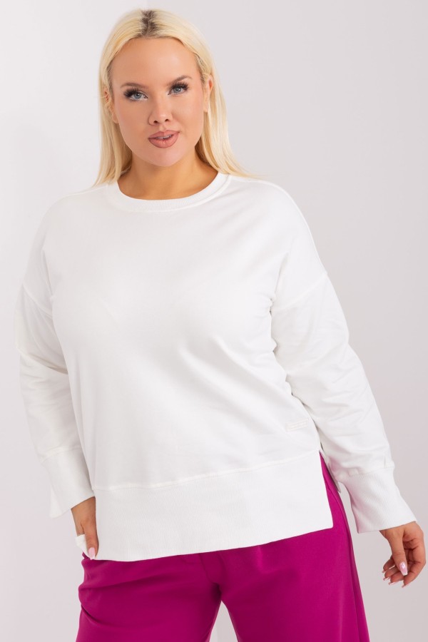 Bluza damska plus size w kolorze ecru rozcięcia Mirez