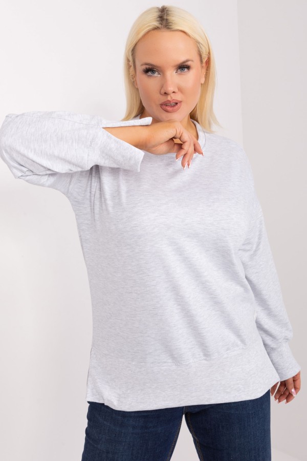 Bluza damska plus size w kolorze szarym rozcięcia Mirez 1