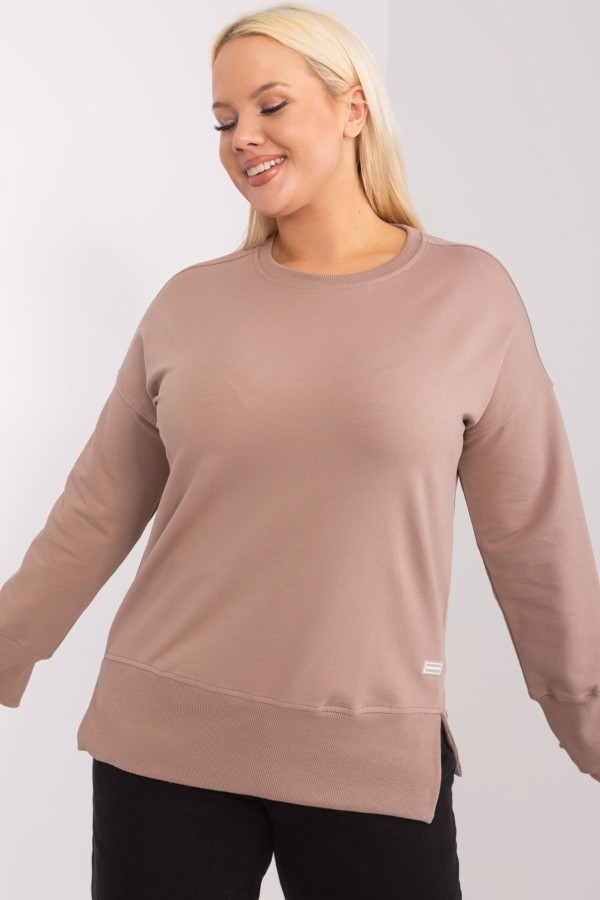 Bluza damska plus size w kolorze beżowym rozcięcia Mirez