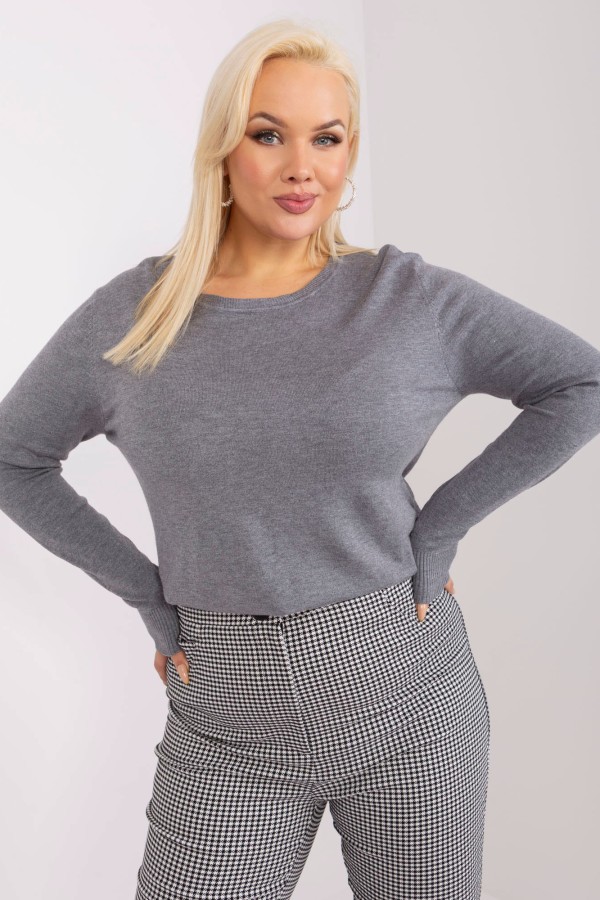 Sweter milutka bluzka damska plus size w kolorze ciemno szarym Violet