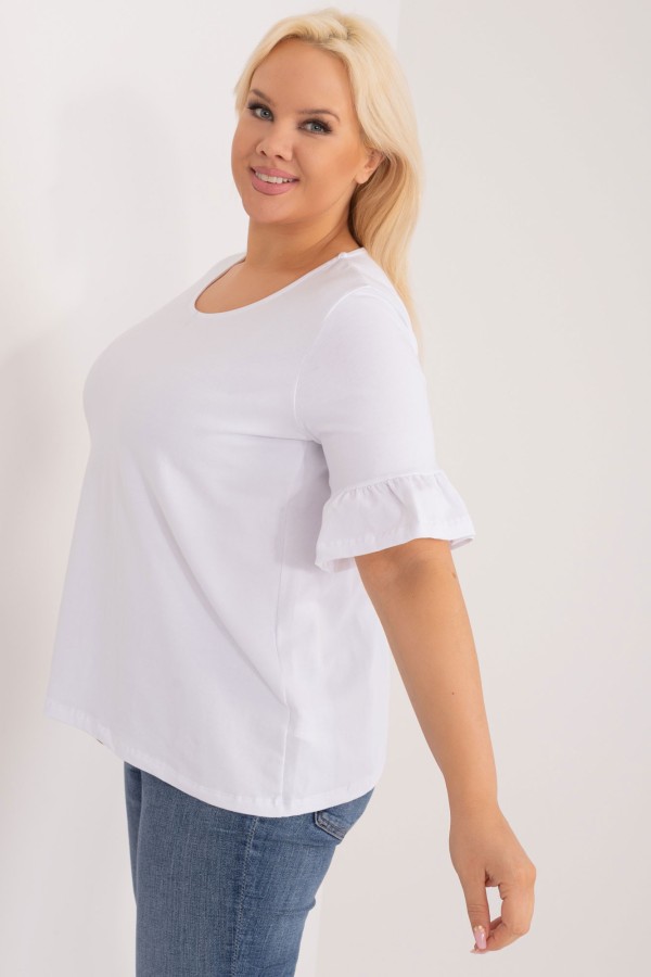 Bluzka damska plus size w kolorze białym rękaw falbanka Claire 4