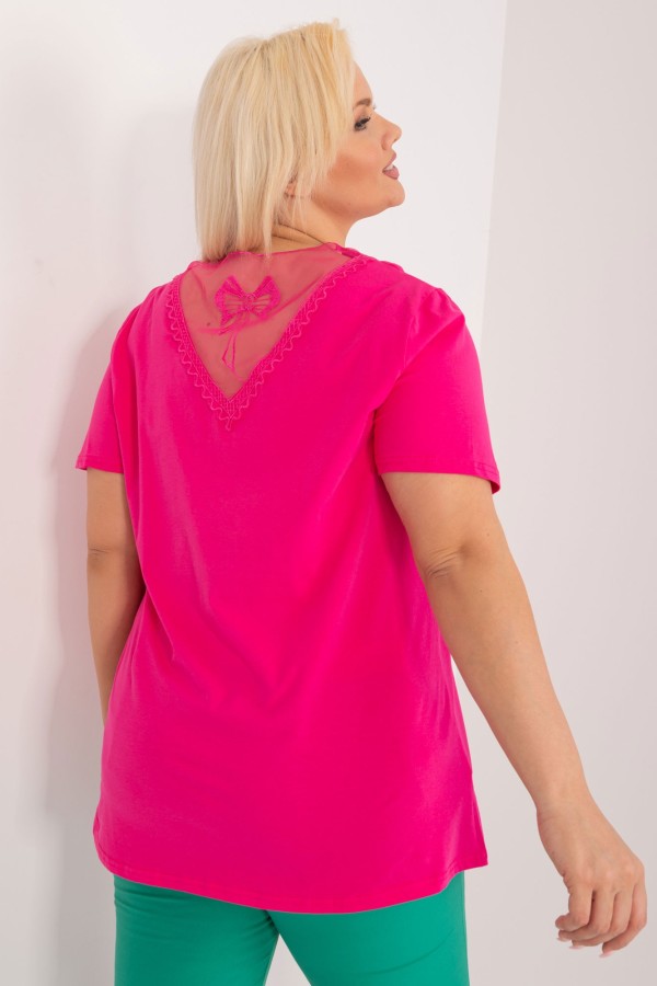 Bluzka damska plus size w kolorze fuksji koronka na plecach dekolt dżety Honorata 1
